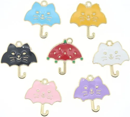 Vista 7 de Lindo dije de esmalte de gato con forma de hongo tostado, 30 piezas de bricolaje, collar, pulsera, aretes, llavero, decoración, accesorios