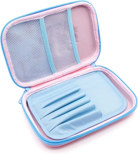 Vista 6 de SOOCUTE Regalos de unicornio de corona para niñas, bonito estuche de tapa dura de gran tamaño con compartimento, organizador de suministros