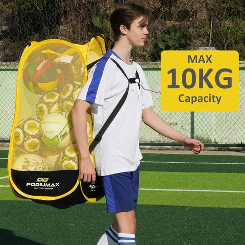 Vista 3 de PodiuMax Mochila y organizador de almacenamiento de pelotas de fútbol, correa de hombro ajustable, bolsa deportiva con pelotas de baloncesto