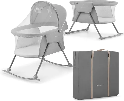 Vista 13 de Kinderkraft LOVI Cuna de Viaje para Bebé, Cuna Portátil Plegable con Mosquitera Integrada, Capota Ajustable y Función de Cuna Adicional, Beige