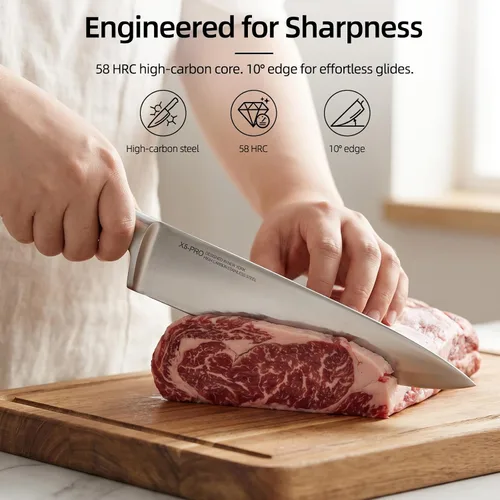 Vista 3 de KnifeSaga Juego de bloque de cuchillos de cocina, 12 piezas con afilador Juego de cuchillos de acero inoxidable de alto carbono japonés para cocina