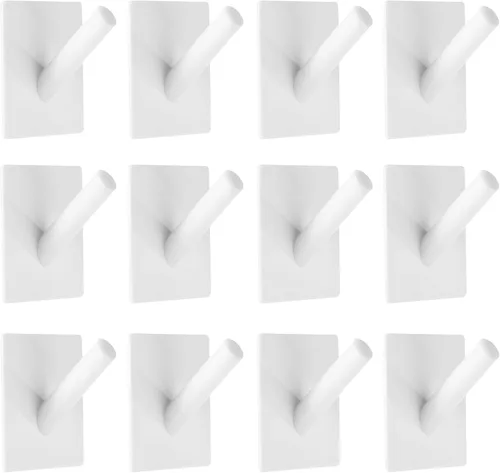 Vista 9 de Jetec 12 ganchos acrílicos para colgar en la pared, perchero, bata, organizador individual, gancho de pared transparente adhesivo decorativo