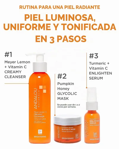 Vista 6 de Máscara de calabaza Andalou Naturals Miel Glicólico, 1.7 onzas Exfoliating Face Mask with Glycolic Acid, Vitamin C for a Radiant Glow, Gentle