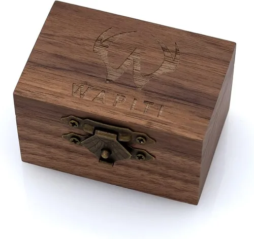 Vista 6 de Wapiti Incrustación de cuerno, turquesa y barril de whisky en anillo de tungsteno con caja de anillo incluida, Cuernos Madera de barril de whisky