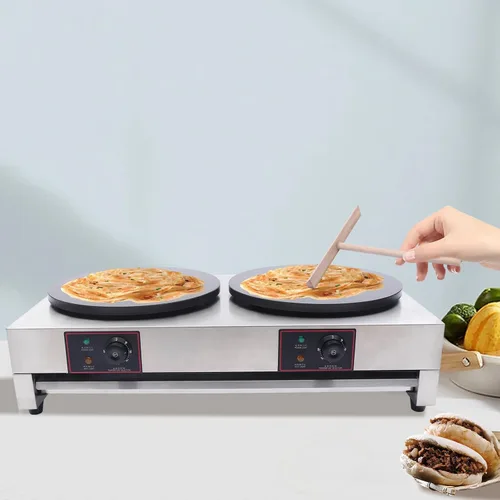 Vista 5 de Crepe Maker comercial eléctrico para panqueques antiadherente, 16 pulgadas, placa de 3400 W, temperatura ajustable para Blintzes, huevos, tortilla