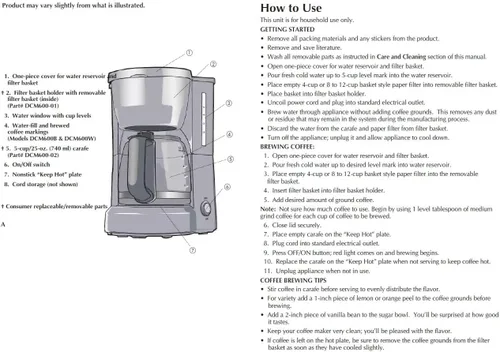 Vista 8 de BLACK+DECKER Cafetera de 5 tazas, DCM600B, color negro