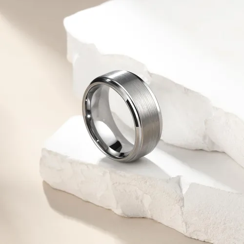 Vista 3 de King Will - Anillo de tungsteno básico para hombre, de 1564, 932, 516, 2364 y 2564 de pulgada, con acabado cepillado mate, ideal como anillo