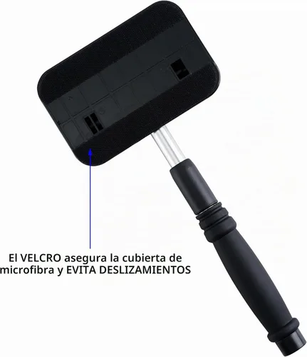 Vista 2 de POLYTE - Herramienta de limpieza de vidrio giratoria para parabrisas, mango de aluminio extensible con 3 cubiertas de microfibra de calidad prémium