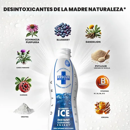 Vista 5 de Rescue Detox ICE - Sabor a arándano Máxima fuerza (32 onzas) (17 onzas, arándano)