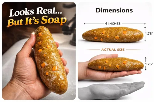 Vista 3 de Jabón Falso de Caca - Turd-Bar - No, Es Jabón - Jabón Artesanal Hecho a Mano para Hombres - Divertido Regalo de Broma de Caca Realista, Broma