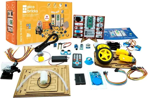 Vista 11 de PicoBricks Raspberry Pi Pico W Kit de inicio con 12 sensores desmontables y extensa guía de aprendizaje, kit de codificación de bricolaje, Raspberry