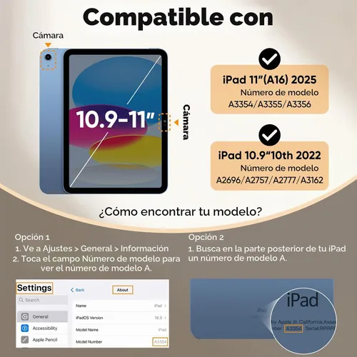 Vista 2 de JETech Funda con función atril para iPad (A16) 11ª/10ª generación, color Negro