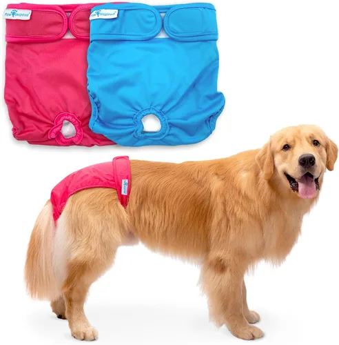 Vista 17 de Paw Inspired Pañales lavables para perros (paquete de 3) Pañales de tela reutilizables para perras pequeñas, medianas y grandes