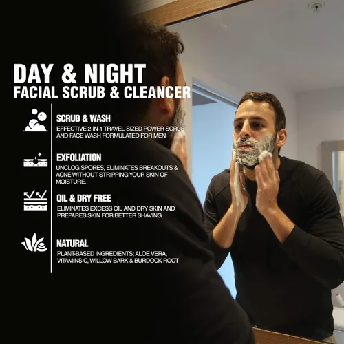 Vista 4 de Gentlehomme - Refuerzo de lavado facial - Limpiador facial exfoliante diario para hombres - Con aloe vera, vitamina C y más - Limpia y desatasca