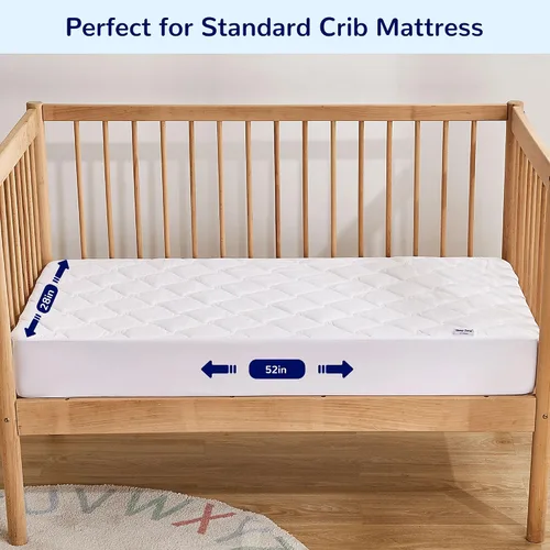 Vista 6 de SLEEP ZONE Paquete de 2 protectores de colchón impermeables para cuna, elástico ajustable tamaño individual, ultra suave y transpirable, lavable a