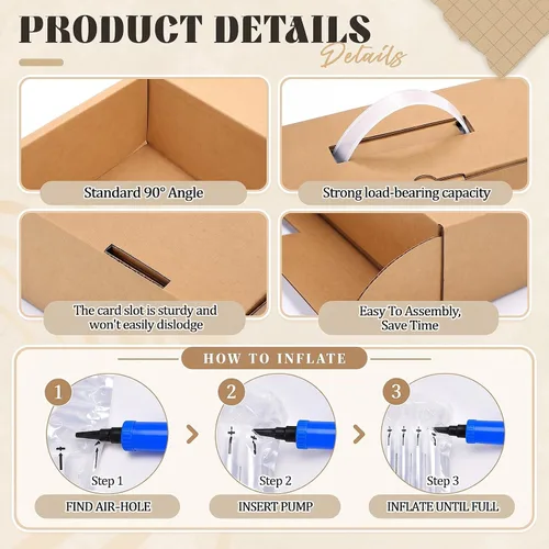 Vista 3 de Dunzoom Paquete de 10 cajas de envío para laptop con bolsas inflables para Marrón