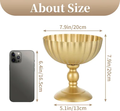 Vista 7 de Sziqiqi Jarrón de Urna Dorado para Boda: Jarrones de 7.9 Pulgadas de Alto como Centros de Mesa para Decoraciones de Mesa - Juego de 2 Jarrones