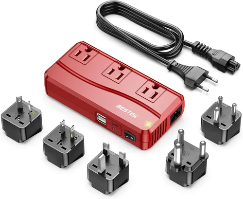 Vista 11 de BESTEK Convertidor de corriente de 250 W de 3 salidas y 4 puertos USB Transformador de voltaje de viaje 220V a 110V con adaptadores de enchufe
