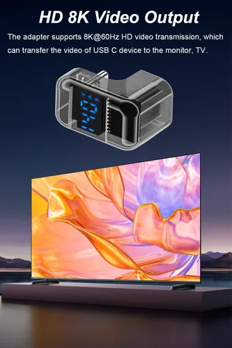 Vista 5 de Jadebones Paquete de 2 adaptadores USB C con pantalla digital, conector USB-C macho a hembra de 180 grados de 140 W para interruptor, iPhone 16/15