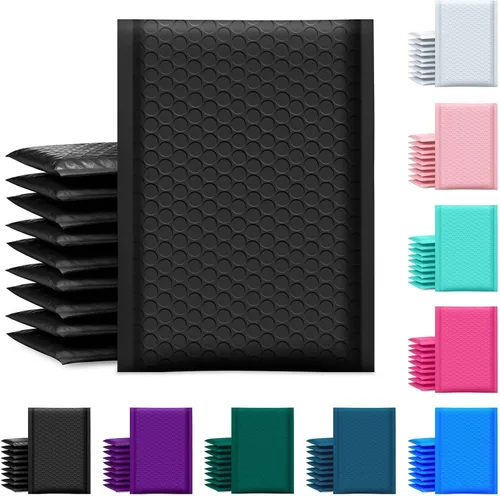 Vista 10 de UCGOU Sobres de burbujas de 4 x 8 pulgadas, color negro, paquete de 100 sobres acolchados de polietileno para pequeñas empresas, paquetes de correo