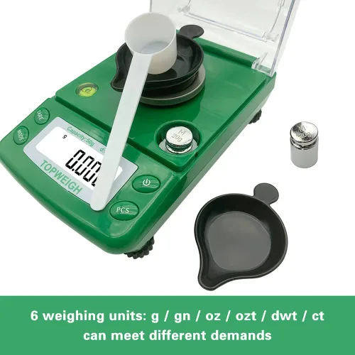 Vista 5 de Milligram Scale, Dual Powered, Large Display, mg Scale, Adjustable Feet, 50g x 0.001g -Green, Digital Powder Scale, Level Bubble, Accurate and