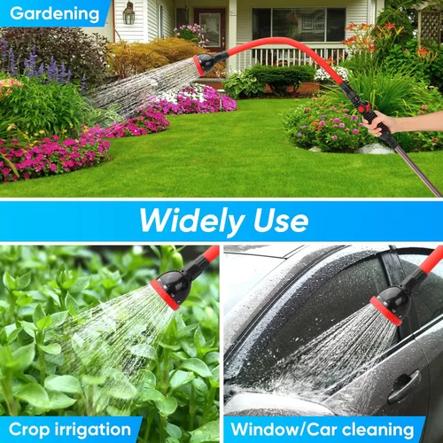 Vista 9 de Varita de riego flexible 2 en 1 resistente para la limpieza del jardín/del coche Use with 10 Spray Patterns, 29In Long Hose Nozzle Sprayer, Fits