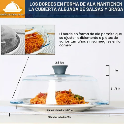 Vista 3 de lopeztek Cubierta de vidrio para salpicaduras de microondas, fundas de horno de microondas de vidrio para alimentos, protector de salpicaduras
