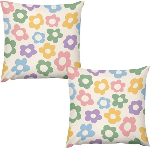 Vista 33 de Juego de 2 fundas de almohada florales retro de los años 70, Groovy Funky Hippie Flor Naranja Estética Boho Fundas de Almohada de 16 x 16 pulgadas