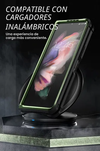 Vista 6 de SUPCASE Funda para Samsung Galaxy Z Fold 3 con soporte, Guldan Verde