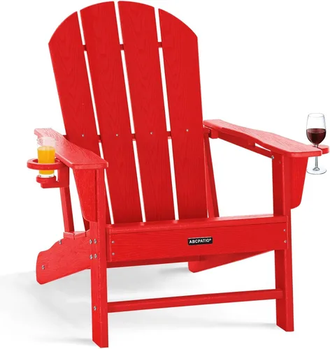 Vista 25 de Sillas Adirondack plegables – Silla Adirondack de plástico con soporte para tazas, sillas para exteriores resistentes a la intemperie