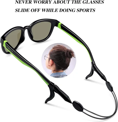 Vista 4 de ACBLUCE - Gafas de sol deportivas polarizadas con marco de TPEE con correa ajustable para niños y niñas de 6 a 12 años