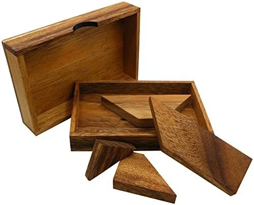 Vista 3 de Rompecabezas de letras T en una caja de madera - Rompecabezas de rompecabezas para el cerebro, construye la letra T