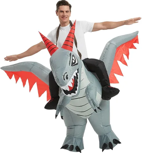 Vista 3 de tasanor Disfraces de dinosaurio para adultos, disfraz inflable para adultos, disfraz de dragón inflable, disfraces de Halloween para hombres