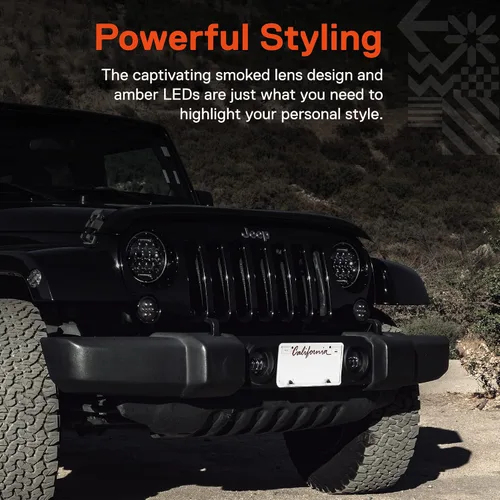 Vista 8 de TRUE MODS Luces de Señal de Giro LED de Reemplazo para Jeep [Lente Ahumado] [Color Ámbar] [DRL] Luces de Señal de Giro y Funcionamiento Compatibles