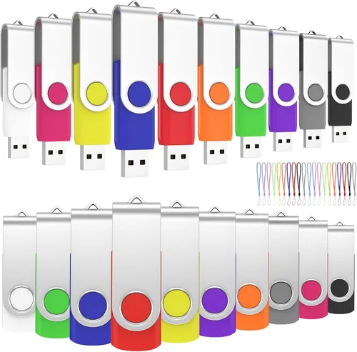 Vista 9 de ABLAZE Paquete de 10 unidades flash de 128 MB, USB 2.0 con cordones