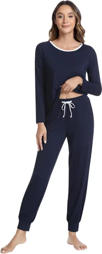 Vista 15 de NACHILA Women's Pajamas Set-Viscose Made from Bamboo, Long Sleeve Sleepwear Top with Pants Comfy Pajama Soft 2 Piece Pjs B-aqua Green