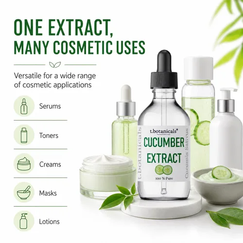 Vista 7 de t.botanicals Extracto de pepino puro, glicerito líquido, suero sin alcohol para mascarilla de lavado facial, formulaciones cosméticas corporales