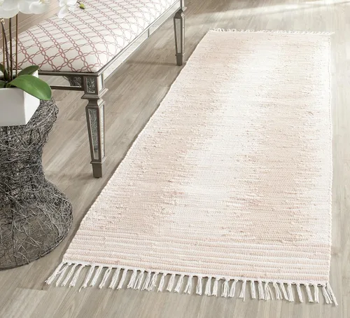 Vista 8 de SAFAVIEH Colección Montauk - Alfombra decorativa, 2 pies 3 pulgadas x 5 pies, color beige con flecos de algodón hecho a mano, ideal para zonas