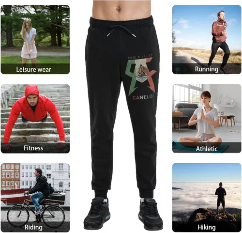 Vista 7 de Pantalones deportivos para hombre, pantalones deportivos para gimnasio, pantalones casuales, pantalones largos, color negro