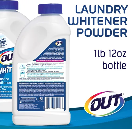 Vista 2 de OUT White Brite - Blanqueador de ropa, 1 libra, botella de 12 onzas