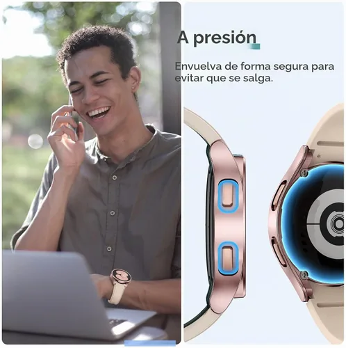 Vista 6 de Tensea - Paquete de 4 + 4: Protector de pantalla para Samsung Galaxy Watch 4 de 1.57 pulgadas, película protectora de vidrio templado