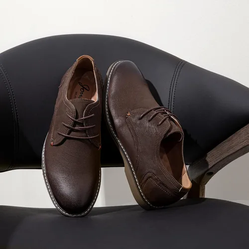 Vista 8 de Jousen Zapatos de vestir casuales para hombre, zapatos de vestir clásicos de gamuza para hombre