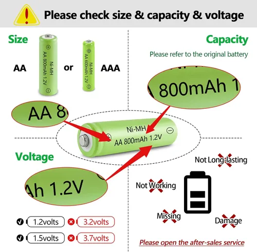 Vista 9 de Baterías recargables AA Ni-MH, doble A 1.2V 800mAh batería solar, paquete