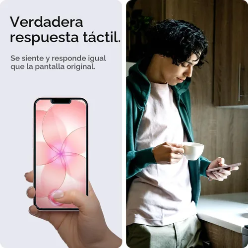 Vista 4 de Spigen Protector de pantalla de vidrio templado [GlasTR EZ FIT] diseñado para iPhone 14 / iPhone 13 Pro/iPhone 13 [2 unidades]