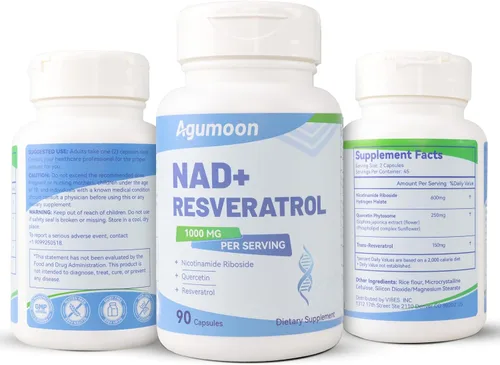 Vista 8 de Suplemento NAD+ de 1000 mg, suplemento liposomal de ribósido de nicotinamida NAD con resveratrol y quercetina para mujeres y hombres - 90 cápsulas