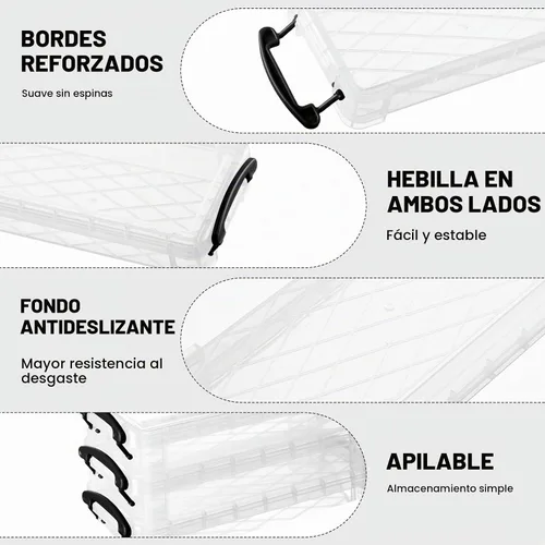 Vista 3 de Gueevin Caja de lápices de gran capacidad de plástico de 24 piezas, estuche de lápices transparente de plástico con tapa de cierre hermético, caja