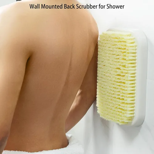 Vista 6 de Depurador de espalda montado en la pared para ducha, almohadilla exfoliante grande de baño, cepillo de baño manos libres para hombres y mujeres