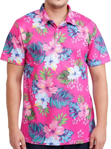 Vista 3 de Camisas de golf para hombre, hawaianas, tropicales, divertidas, con estampado loco