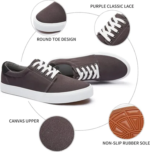 Vista 2 de yageyan Zapatos de lona para hombre Zapatillas bajas Zapatillas blancas de moda para hombre Zapatos casuales