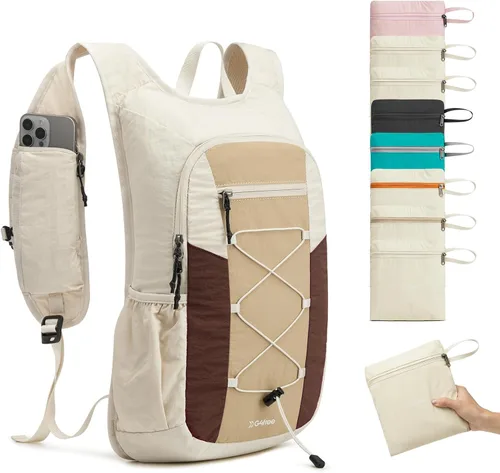 Vista 11 de G4Free Mochila de senderismo ligera y plegable de 20L para mujeres y Beige